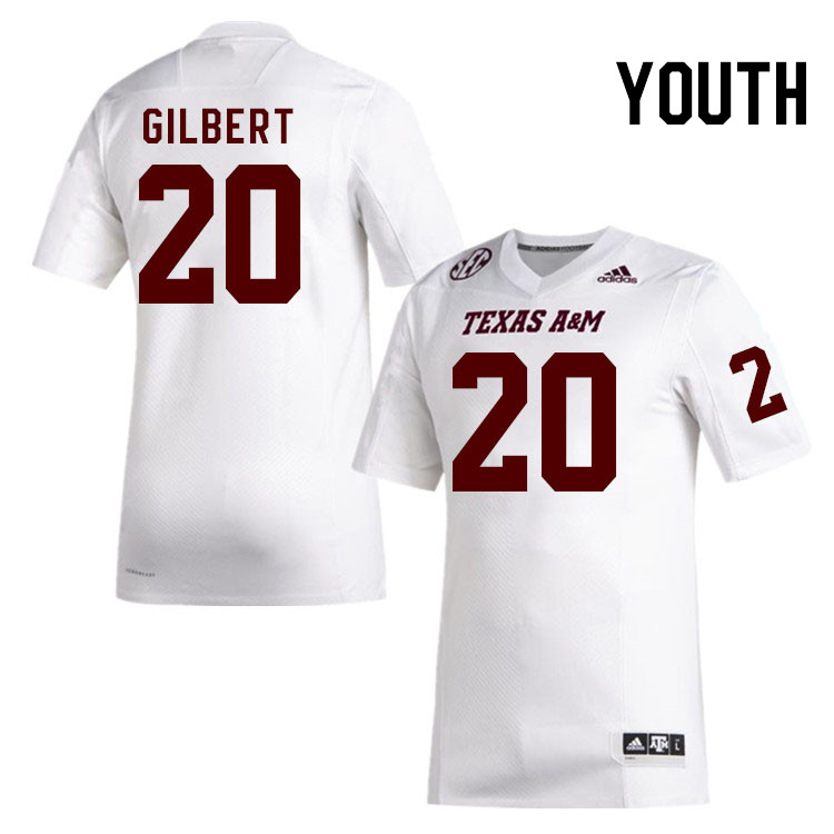Youth #20 Jardin Gilbert Texas A&M Aggies College Football Jerseys Stitched Sale-White